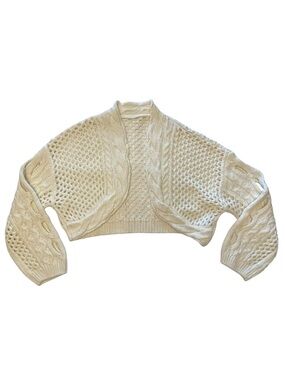 Cider Cream Cable-Knit Cropped Bolero Shrug Plus Size